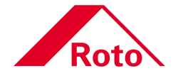 Logo eines Unternehmens, das Fensterteile herstellt. Roto-Logo